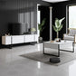Meuble TV blanc à pieds en fer noir 50 x 180 x30 cm