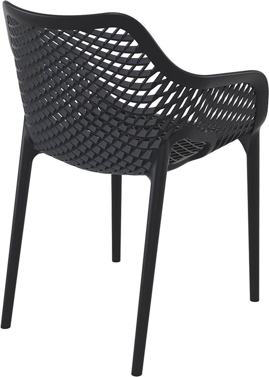 Baratti Carva Chaise de jardin empilable avec accoudoir noir (par 2 pièces)
