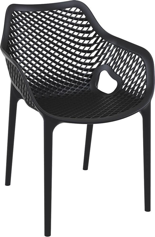 Baratti Carva Chaise de jardin empilable avec accoudoir noir (par 2 pièces)