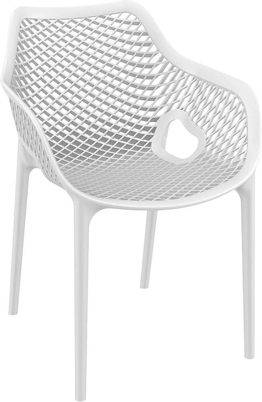 Baratti Carva Chaise de jardin empilable avec accoudoir blanc (par 2 pièces)