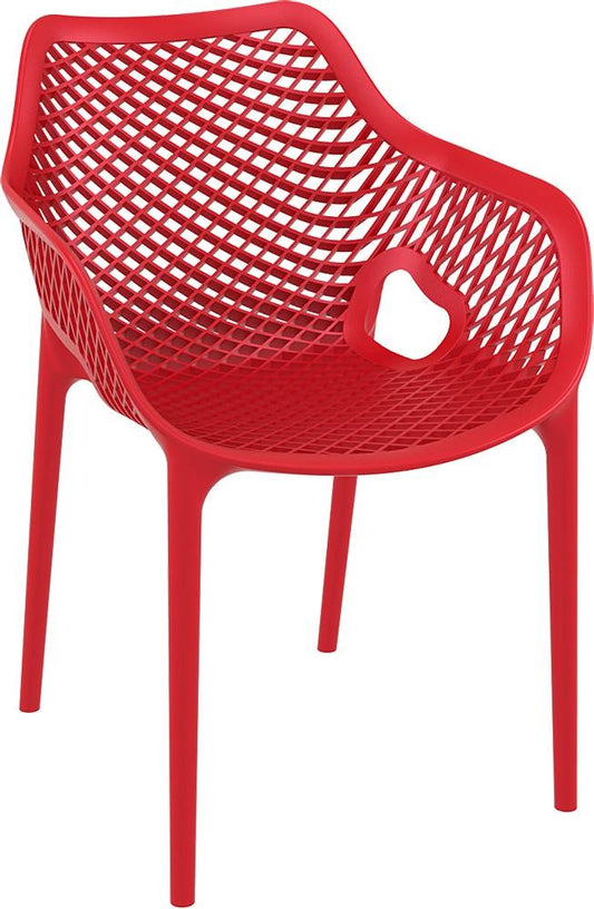 Baratti Carva Chaise de jardin empilable avec accoudoir rouge (par 2 pièces)